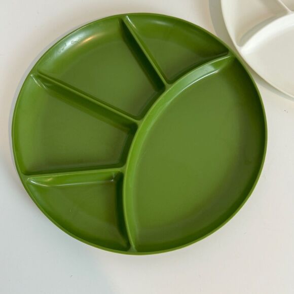 3 Vintage Divided Plastic Fondue Plates Made in Japan 1970s - Picture 2 of 7